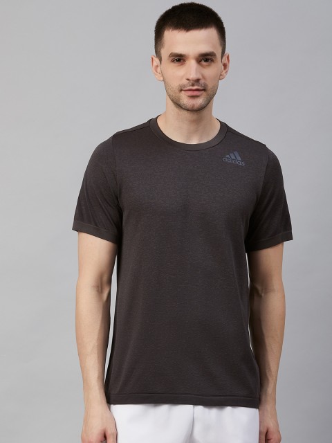 

ADIDAS Men Coffee Brown Primeknit 3 Stripes Training T-Shirt