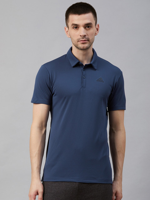 

ADIDAS Men Navy Blue Heat Rdy Colorblocked Polo Tennis T-Shirt