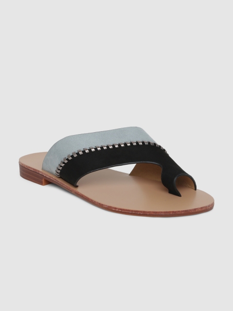 

CORSICA Women Grey & Black Colourblocked One Toe Flats