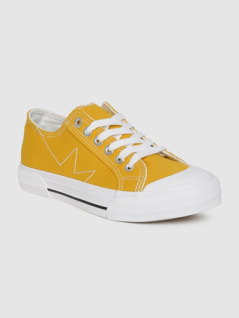 

Mast & Harbour Women Mustard Yellow Solid Sneakers