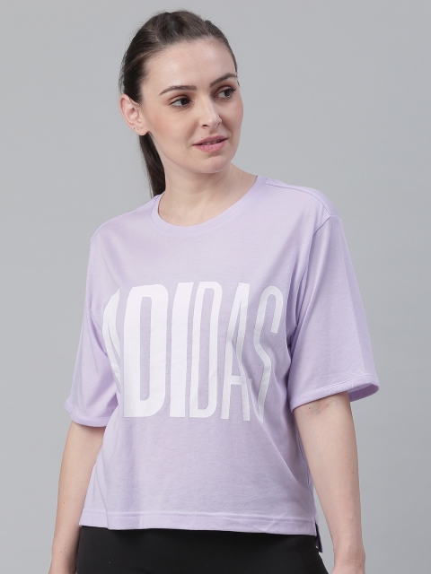 

ADIDAS Women Lavender & White Printed Univ 1 T-shirt