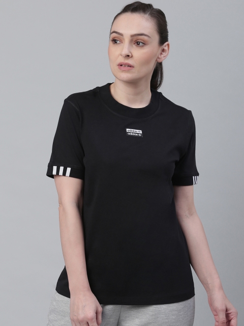 

ADIDAS Originals Women Black Solid Round Neck T-shirt