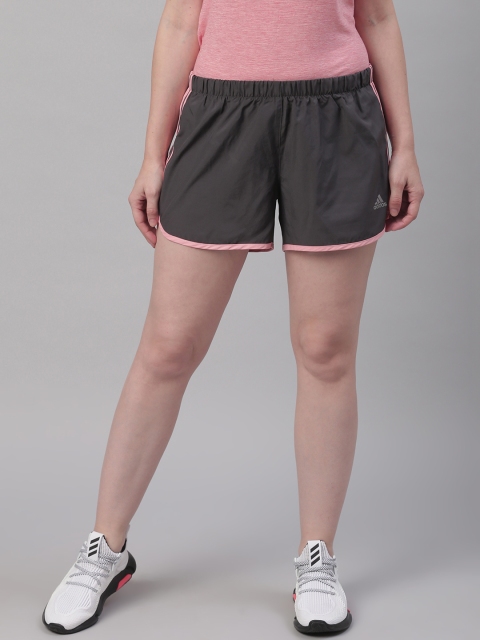 

ADIDAS Women Charcoal Grey Solid Marathon 20 Shorts