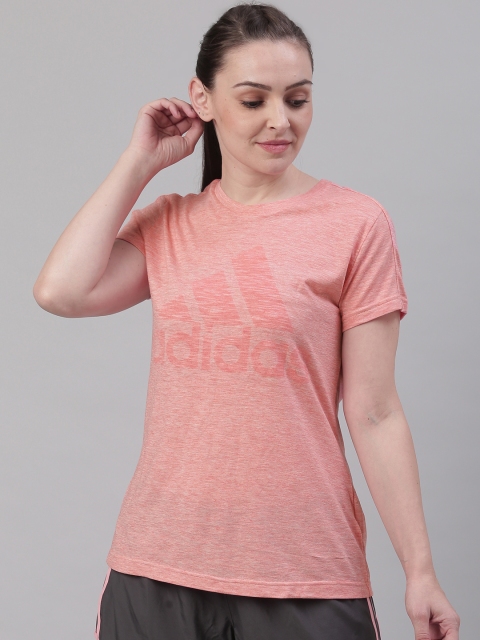 

ADIDAS Women Pink Winners Brand Logo Printed T-shirt