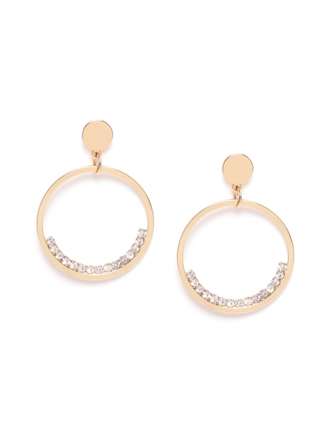 

Forever New Gold-Toned Stone-Studded Circular Drop Earrings