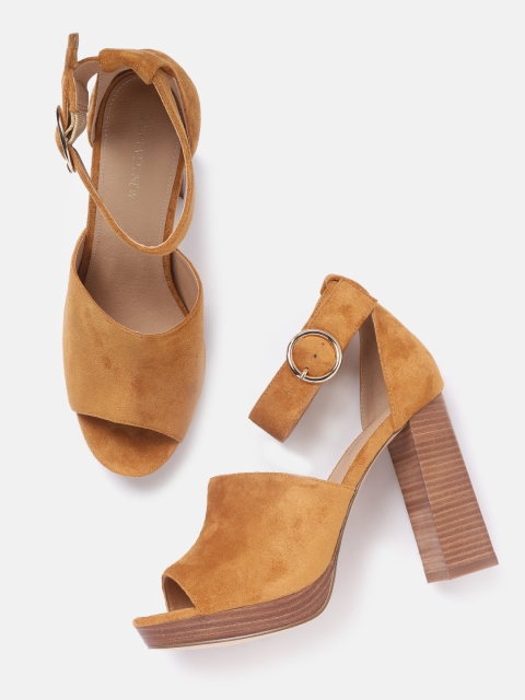 

Forever New Women Tan Brown Solid Block Heels