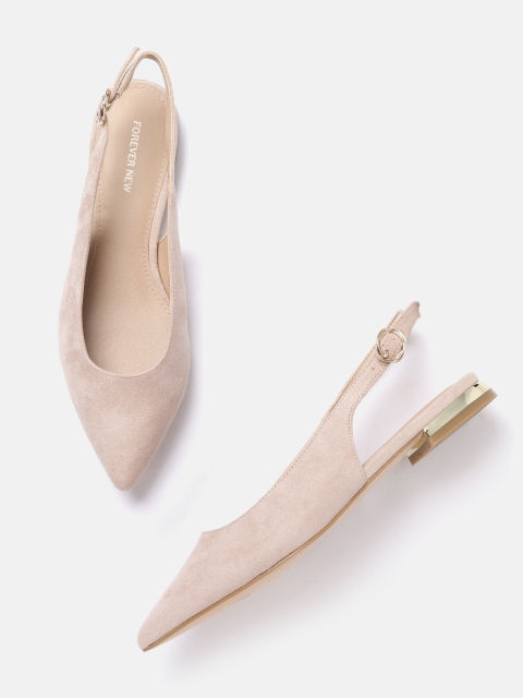 

Forever New Women Pink Solid Synthetic Suede Ballerinas
