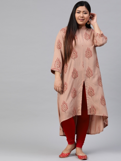 

Anyuka Women Dusty Pink & Re Printed A-Line Kurta