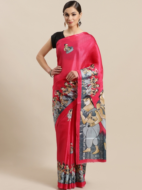

KALINI Pink & Grey Printed Saree