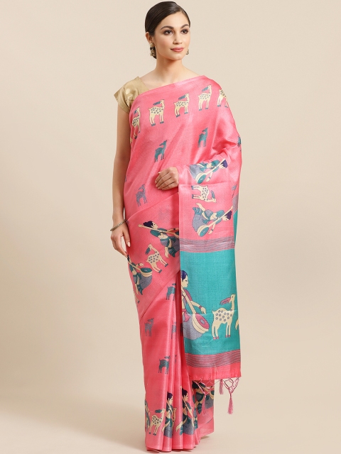 

KALINI Pink & Blue Printed Saree