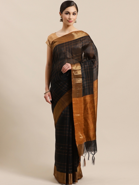 

KALINI Black & Brown Checked Saree