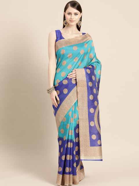 

KALINI Blue & Beige Printed Saree