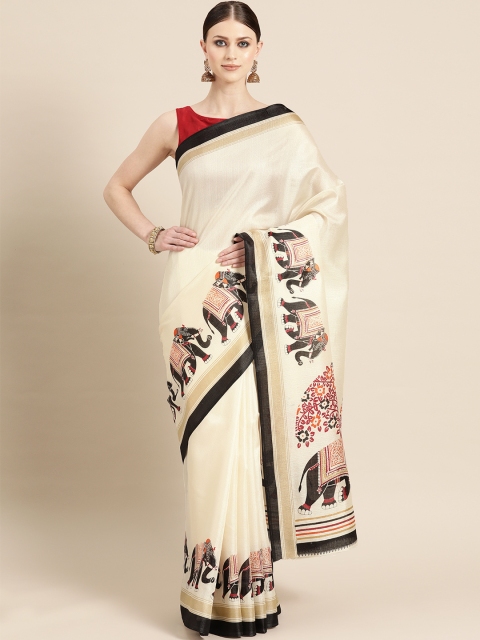 

KALINI Off-White Solid Saree