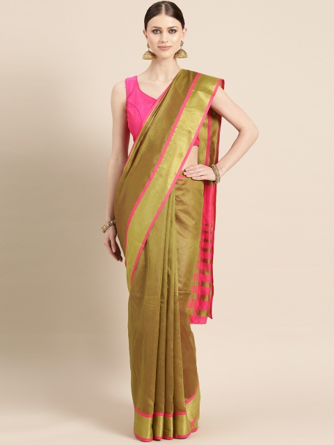 

KALINI Olive Green Solid Saree