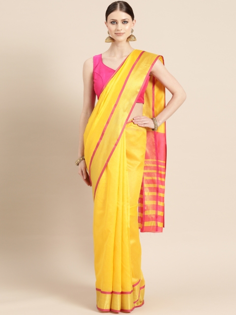 

KALINI Yellow Solid Saree