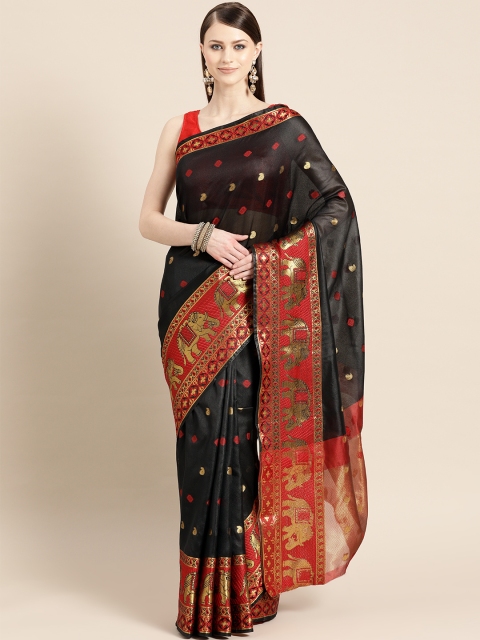 

KALINI Black & Red Woven Design Saree