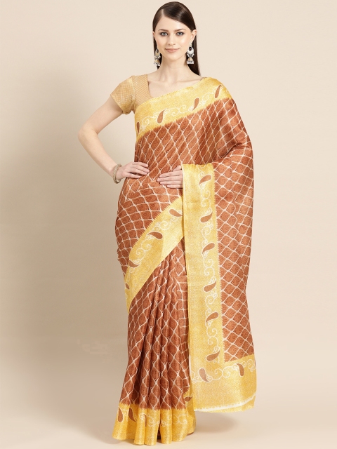 

KALINI Brown & Beige Printed Saree