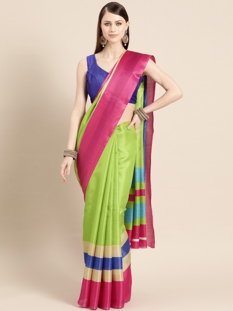 

KALINI Green & Pink Solid Saree