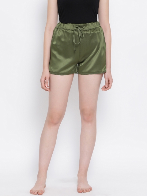 

Oxolloxo Women Olive Green Solid Lounge Shorts