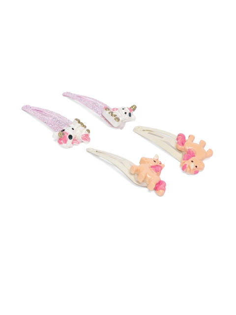 

Toniq Kids Girls Set of 4 Embellished Tic Tac Hair Clips, Pink