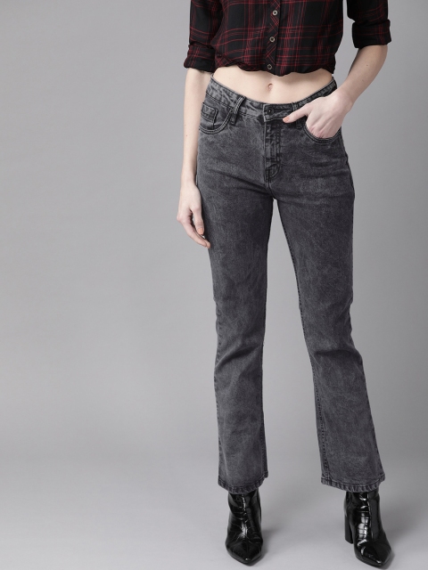 

Roadster Women Charcoal Grey Bootcut High-Rise Clean Look Stretchable Jeans