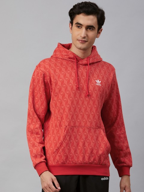

ADIDAS Originals Men Orange Brand Logo Monogram Allover Printed Hoodie Sweatshirt