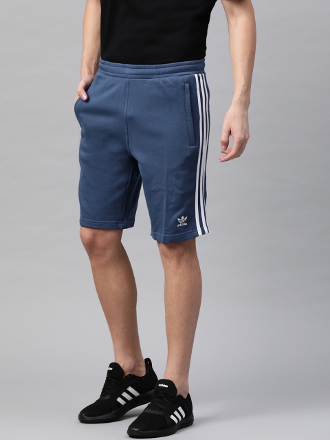 

ADIDAS Originals Men Blue Solid 3-Stripes Sporty Shorts