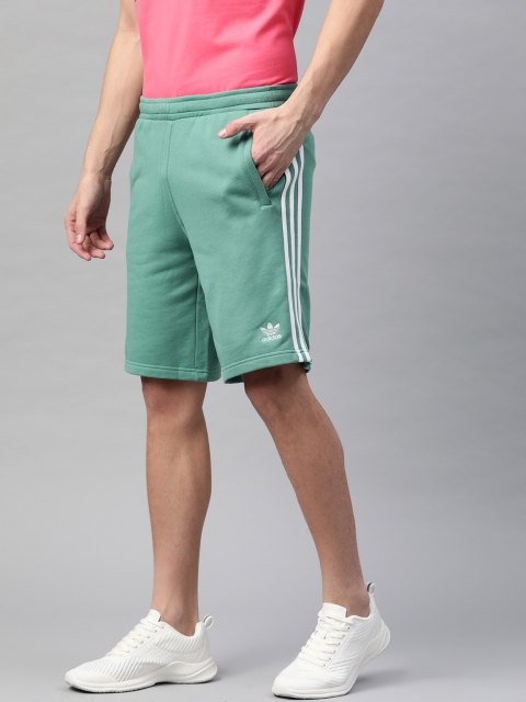 

ADIDAS Originals Men Green Solid 3-Stripes Sporty Shorts