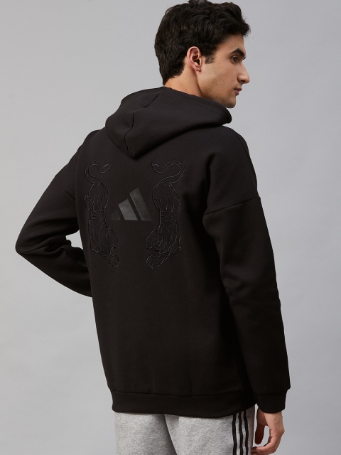 

ADIDAS Men Black Solid Urban Tiger Hoodie Sweatshirt