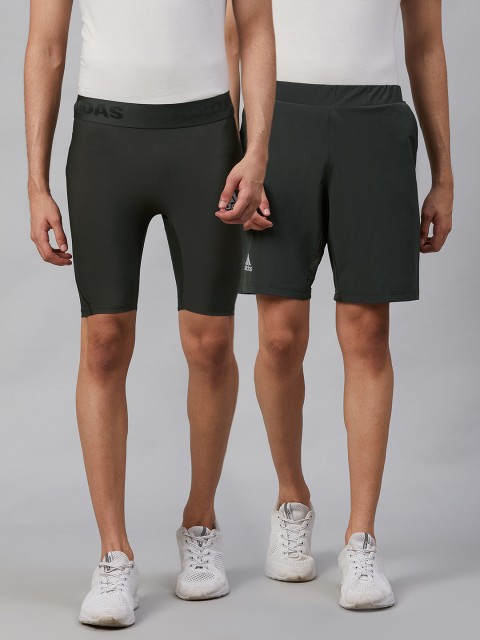 

ADIDAS Men 2 Charcoal Grey Solid 2-In-1 Heat.Rdy Tennis Shorts