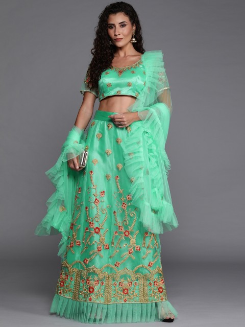 

Mitera Sea Green Semi-Stitched Lehenga & Blouse with Dupatta