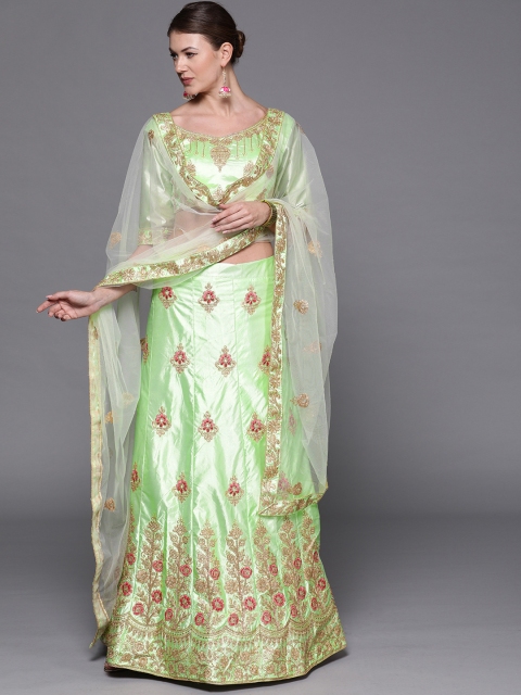 

Mitera Sea Green Semi-Stitched Lehenga & Blouse with Dupatta
