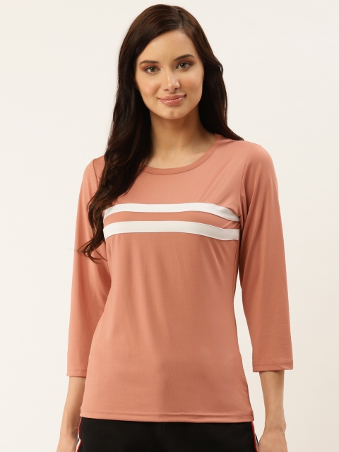 

plusS Women Dusty Pink Solid Round Neck T-shirt