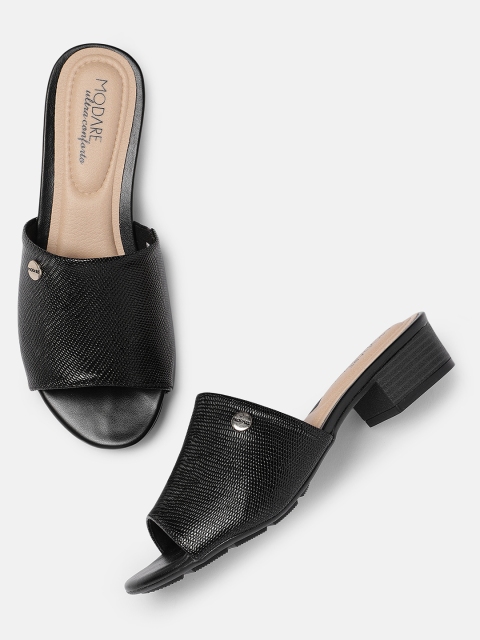 

MODARE Women Black Textured Sandals