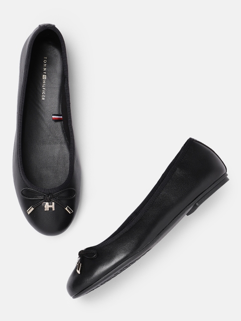 

Tommy Hilfiger Women Black Solid Leather Ballerinas