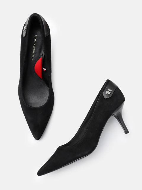 

Tommy Hilfiger Women Black Solid Suede Pumps