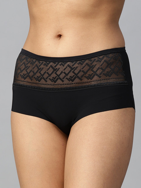 

Marks & Spencer Women Black Semi-Sheer Lace a Hipster Briefs