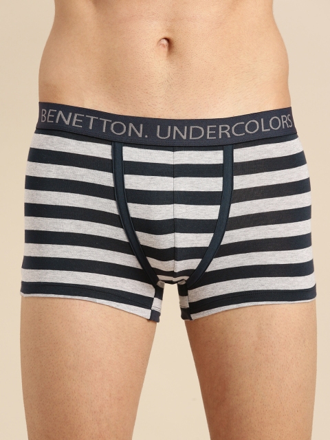 

Undercolors of Benetton Men Navy Blue & Grey Melange Striped Trunks 008DI907L