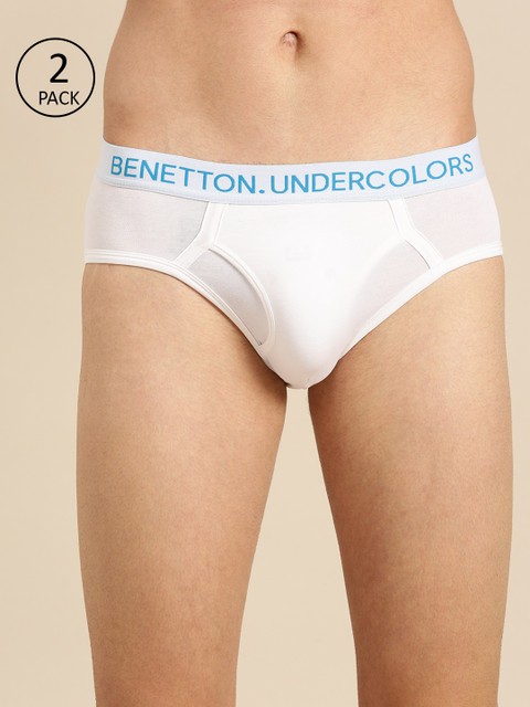 

Undercolors of Benetton Men Pack of 2 Solid Briefs 142DI101L, White