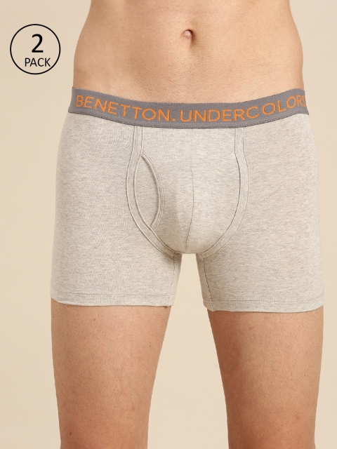 

Undercolors of Benetton Men Pack of 2 Solid Trunks 230DI501L, Grey melange