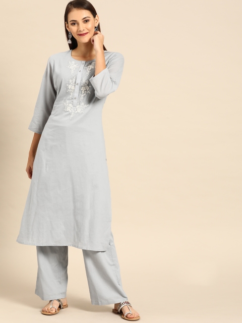 

Soch Women Grey Yoke Design Kurta with Palazzos