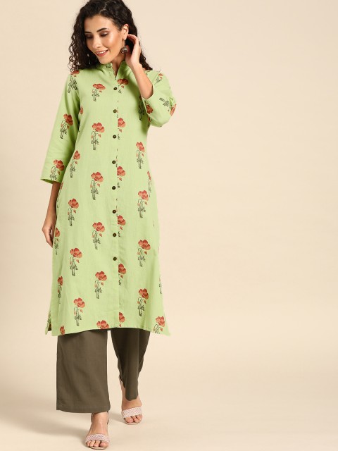 

Soch Women Sea Green & Brown Printed Kurta with Palazzos