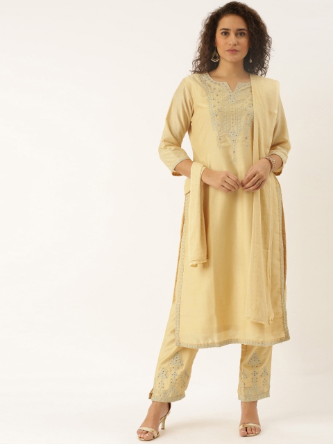 

Soch Women Yellow Yoke Design Kurta with Palazzos & Dupatta
