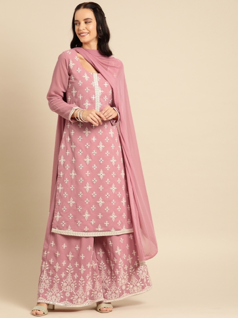 

Soch Women Pink Embroidered Kurta with Palazzos & Dupatta