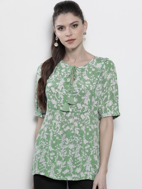 

Marks & Spencer Women Green & White Printed Top