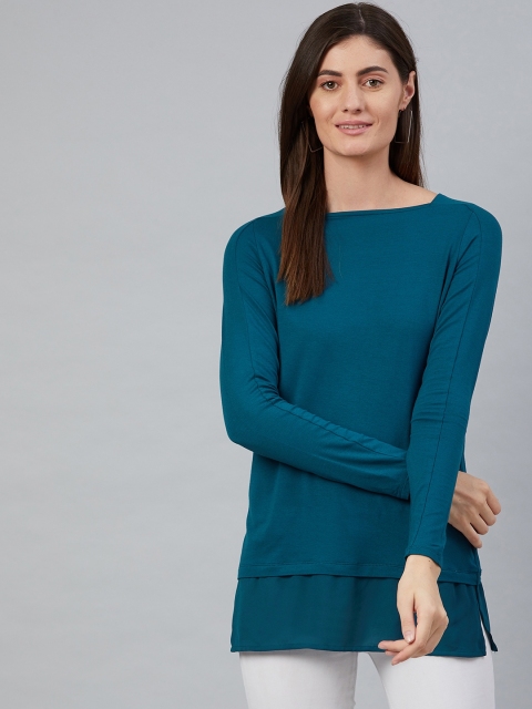 

Marks & Spencer Teal Blue Solid Regular Top