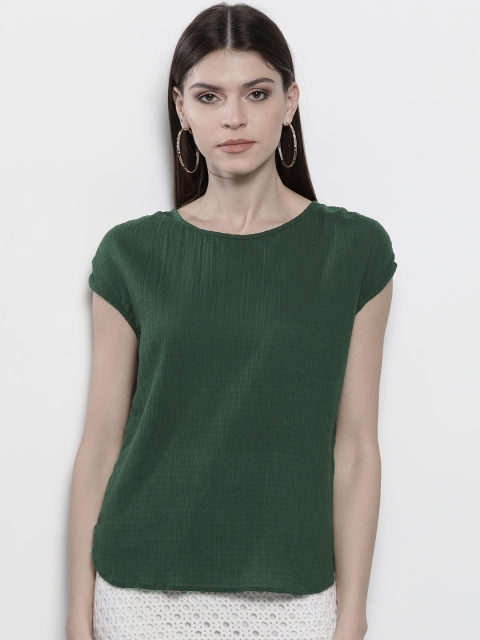 

Marks & Spencer Women Green Solid High-Low Top