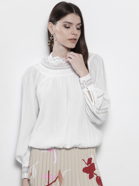 

Marks & Spencer Women White Solid Victorian Style Blouson Top