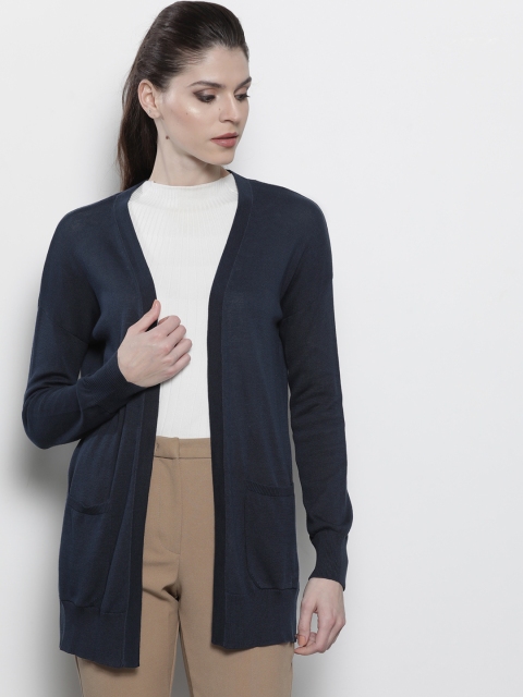 

Marks & Spencer Women Navy Blue Solid Front-Open Sweater