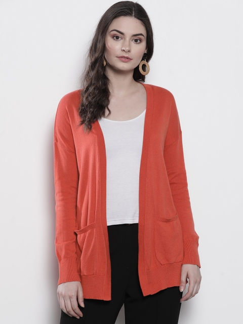 

Marks & Spencer Women Rust Orange Solid Open Front Shrug